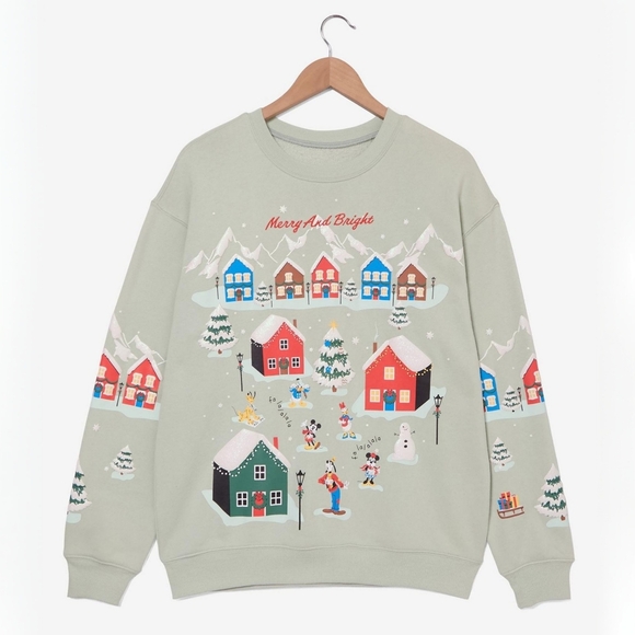 Disney Sweaters - Disney Mickey & Friends Holiday Scene Women's Crewneck Sweater